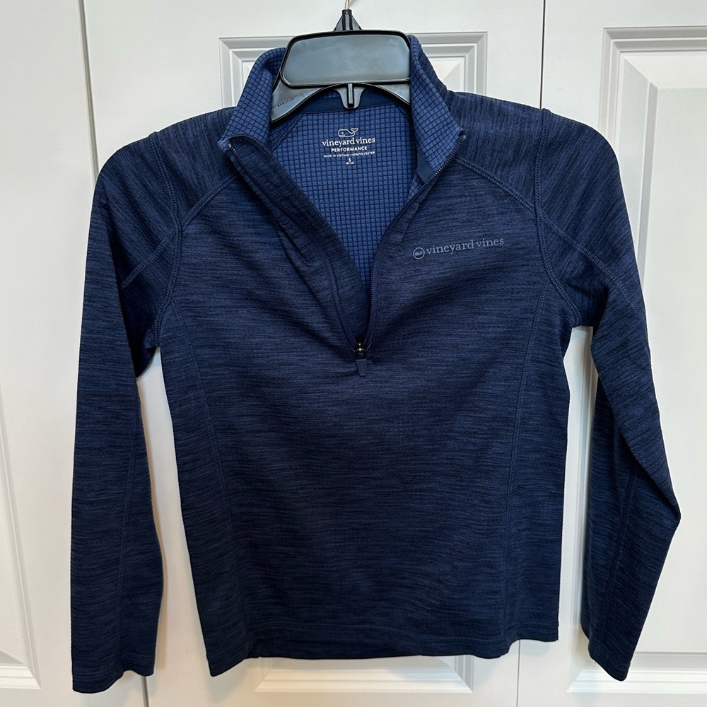 Vineyard Vines Sankaty Navy Quarter Zip Performance Pullover Boys Size S